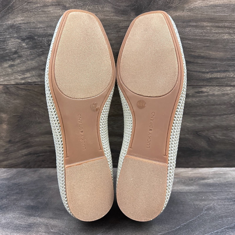 NEW Lucky Brand 9.5M Daneric Metallic Knit Washable Square Toe Ballet Flats - Picture 8 of 11
